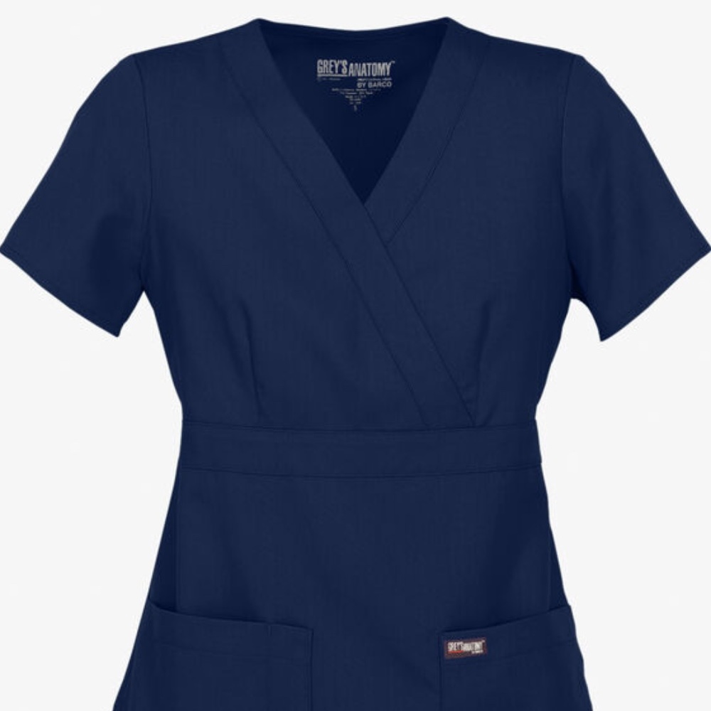 Grey's Anatomy by Barco Blue 3-Pocket Modern Fit Mock Wrap Medical Scrub… - Picture 3 of 15